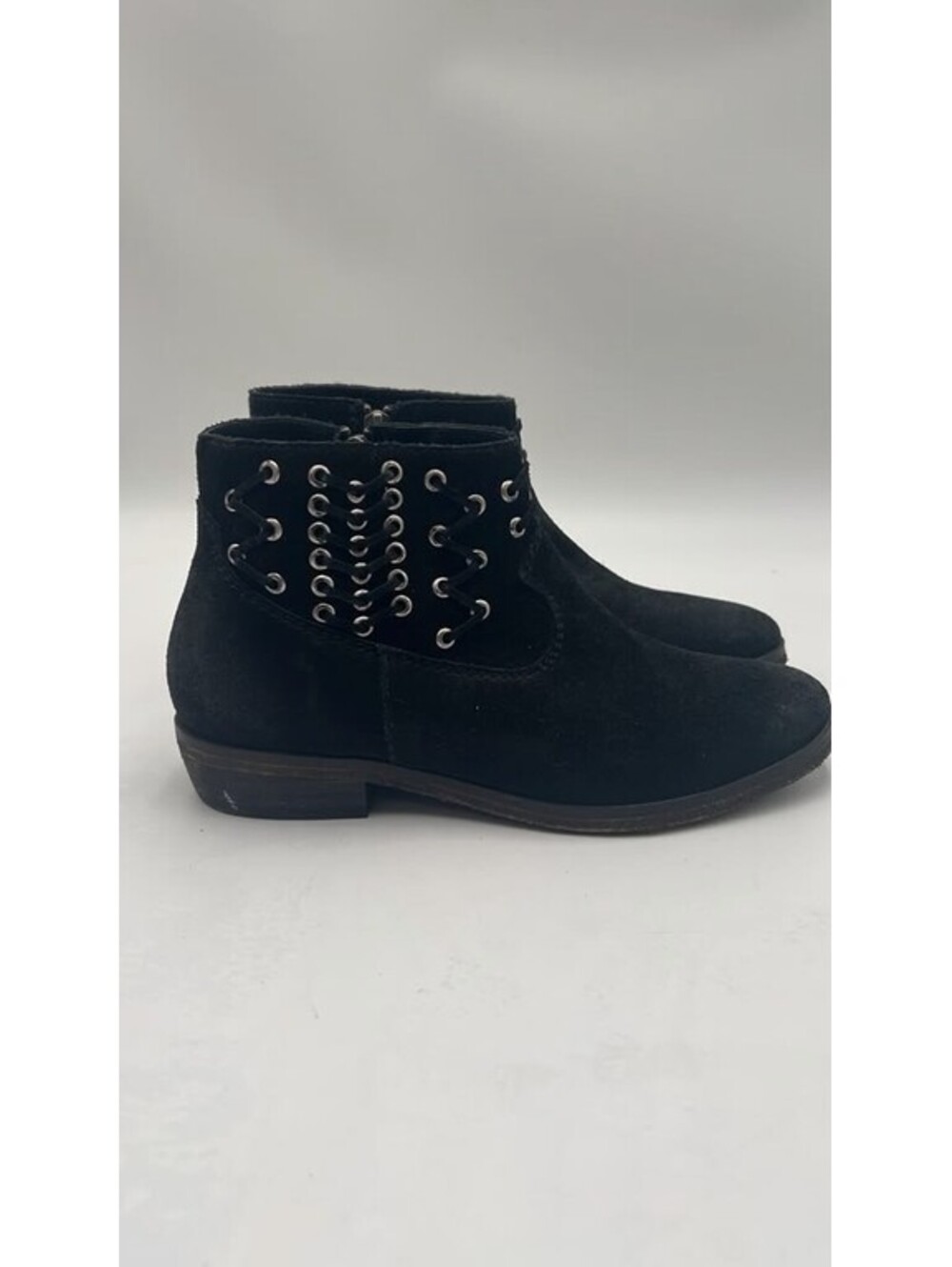 Circle G Black Suede Lace Eyelet Side Zip Western Booties Women’s Size 7 M